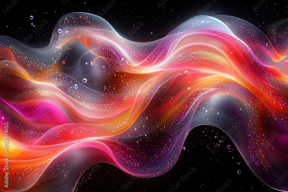 Vibrant abstract waves of colorful light in a cosmic space setting Vibrant abstract waves of colorful light in a cosmic space setting