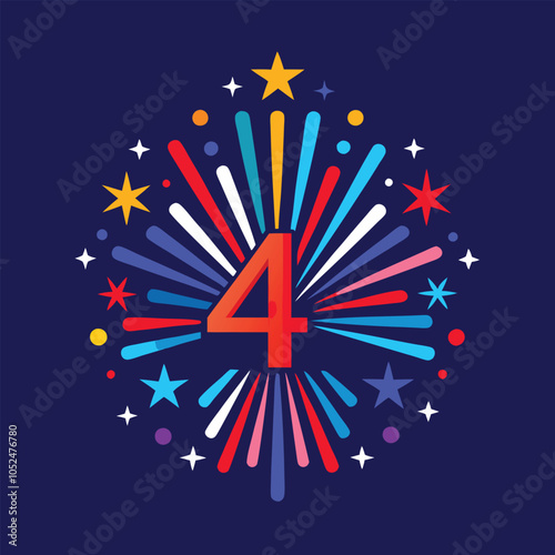 4th of July celebration with fireworks and stars.