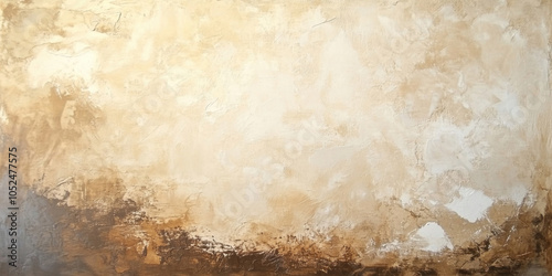 Rustic concrete wall background painted in earthy tones of brown and beige, with visible brush strokes adding warmth and texture, perfect for an organic design