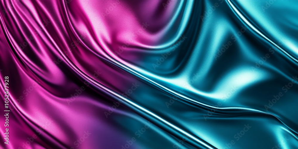 Smooth flowing background featuring a shiny metallic texture reflecting rich tones of dark purple, soft pink, and bright turquoise, creating an elegant visual appeal Smooth flowing background featuring a shiny metallic texture reflecting rich tones of dark purple, soft pink, and bright turquoise, creating an elegant visual appeal