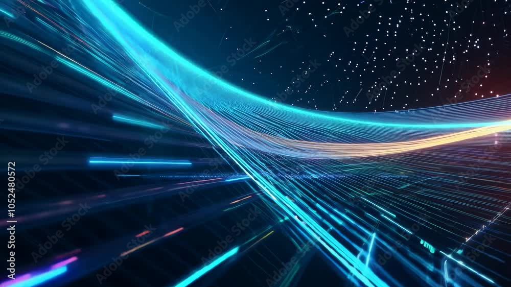 Light arcs weaving through digital matrix Light arcs weaving through digital matrix