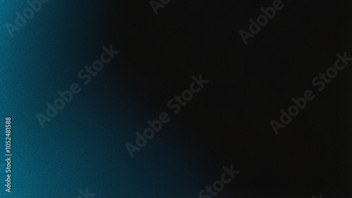 Abstract blurred blue gradient background with dark shapes on a black backdrop, featuring a grainy, glitch-like texture and motion blur for a digital noise effect; ideal for poster or web banner