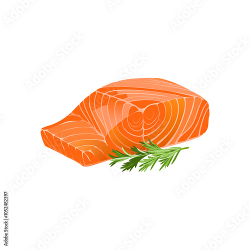 Salmon Fillet with Fresh Herb Garnish on White Background, Premium Seafood Perfect for Grilling, Baking, or Sautéing, Rich in Omega-3, Healthy and Nutritious for Balanced Meals