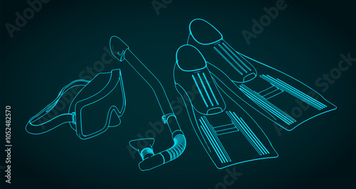 Snorkeling and diving equipment illustration