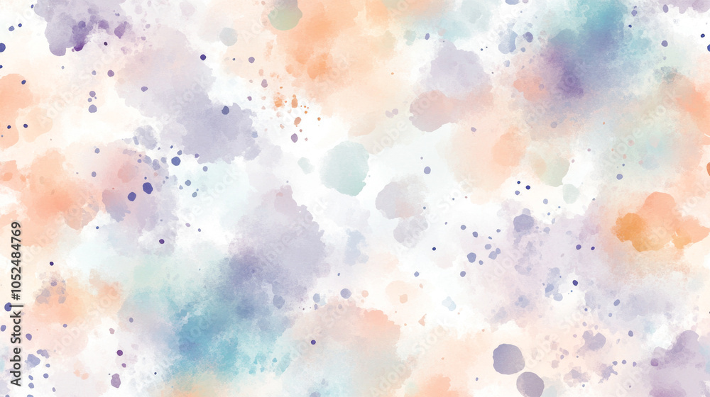 Fototapeta premium Watercolor abstract pastel background with soft colorful brush strokes and paint splatters