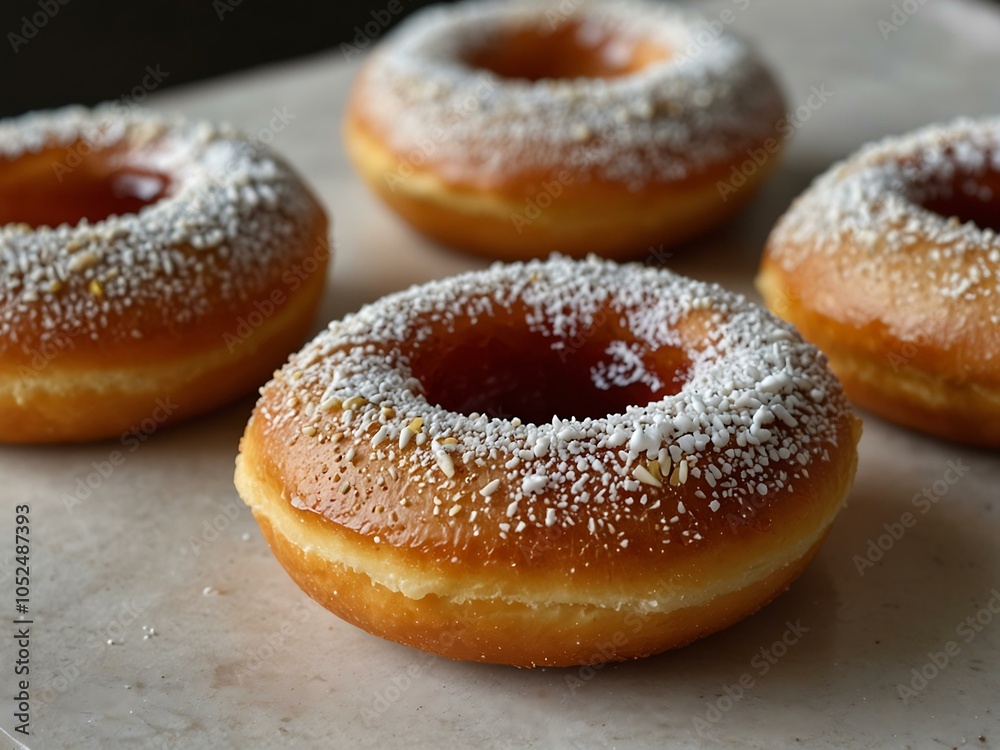 Donuts filled with jam (sufganiyot). Donuts filled with jam (sufganiyot).