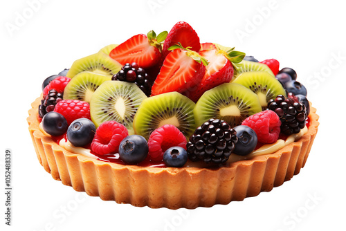 Delicious fruit tart isolated on transparent background, PNG