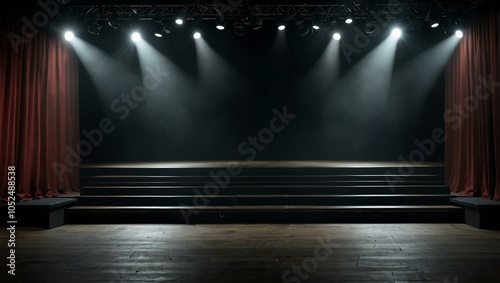 Wallpaper Mural Empty theater stage with illuminated spotlights Torontodigital.ca