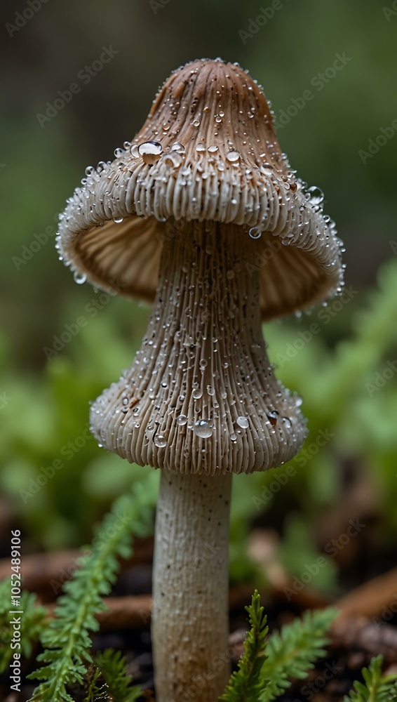 Fototapeta premium Fairy inkcap mushroom with bell-shaped caps