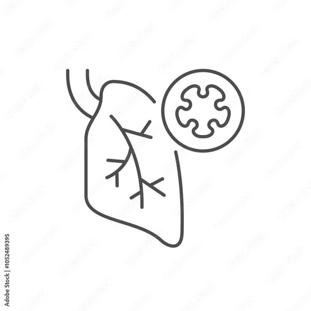 Obraz premium Bronchitis disease line outline icon
