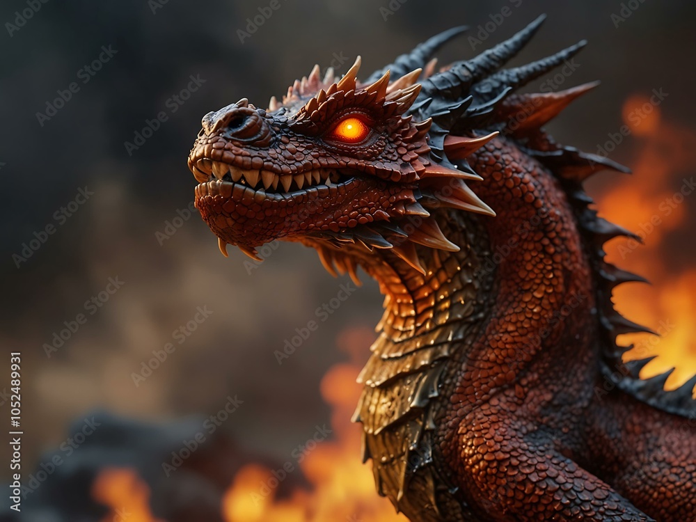 Fire dragon with blurred background. Fire dragon with blurred background.