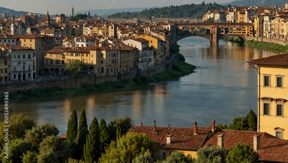 Obraz premium Florence architectural beauty from across the Arno