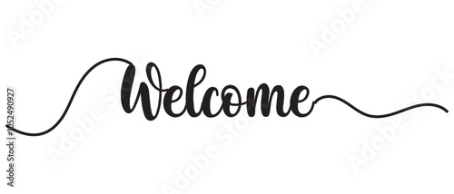 Hand draw welcome lettering and text icon vector. vector illustration.