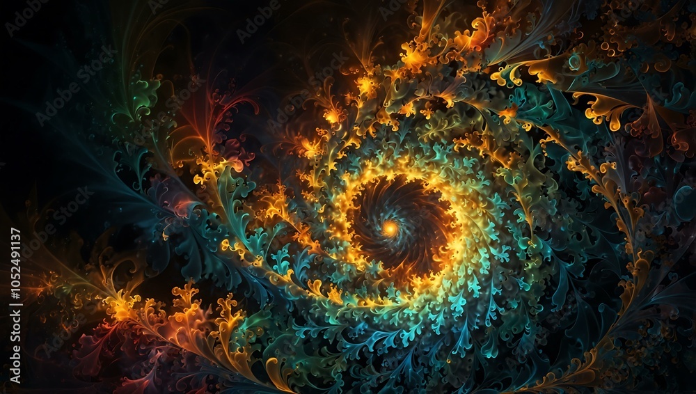 Fractal patterns in a glowing vortex. Fractal patterns in a glowing vortex.