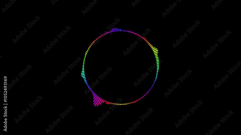 Audio wave. Round waveform on dark background. Animation audio frequency monitor sound wave. Audio waveform equalizer on black background loop animation Audio wave. Round waveform on dark background. Animation audio frequency monitor sound wave. Audio waveform equalizer on black background loop animation