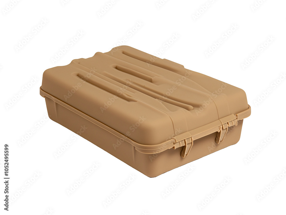 a brown plastic box with a handle a brown plastic box with a handle