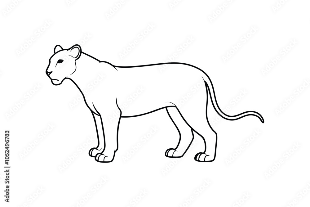 Majestic Lion Line Art Silhouette: Bold Black and White Vector Illustration of the King of the Jungle Majestic Lion Line Art Silhouette: Bold Black and White Vector Illustration of the King of the Jungle