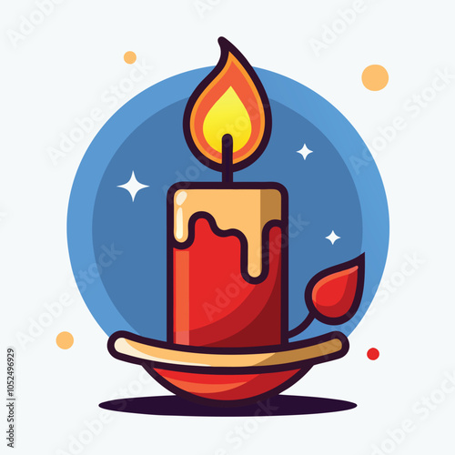 A red candle with a yellow flame burns brightly.