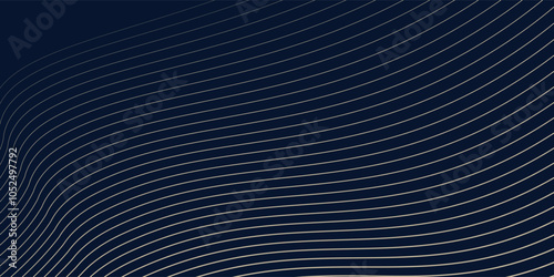Vector art deco line wave pattern, gold on blue elegant texture