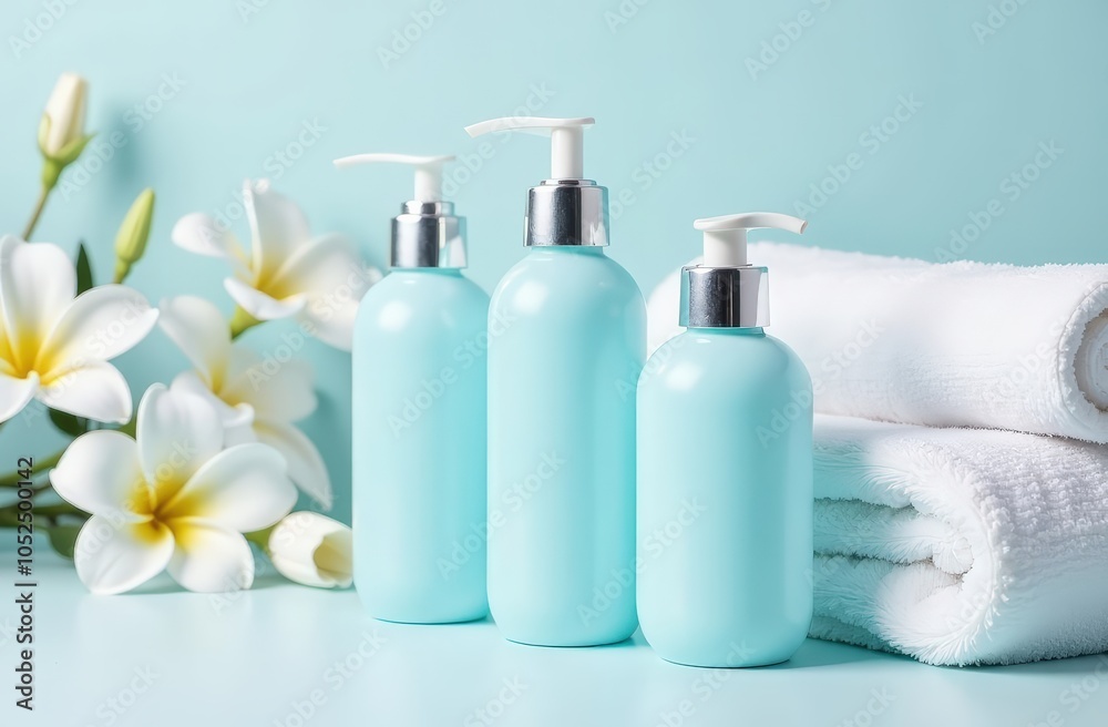 cosmetic bottles and towels, spas, beauty salons, hotels cosmetic bottles and towels, spas, beauty salons, hotels