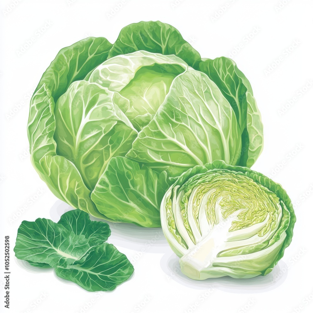 Fototapeta premium Fresh Green Cabbage Design for Culinary Use