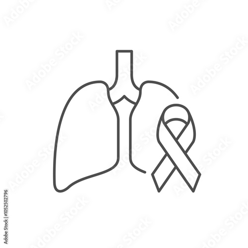Lung cancer line outline icon