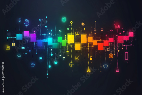 B2B2C structure with colorful arrows showing product movement from supplier to partner to consumer. photo