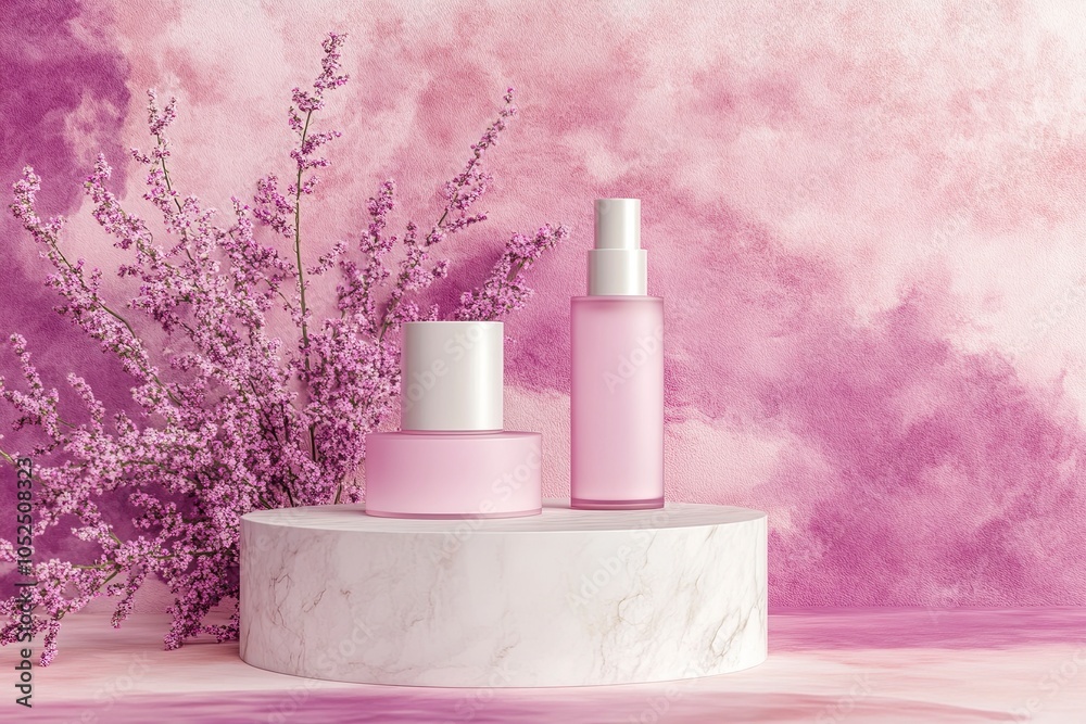 cylindrical stand podium for displaying cosmetics and product on abstract background in pink pastel colors .generative ai cylindrical stand podium for displaying cosmetics and product on abstract background in pink pastel colors .generative ai