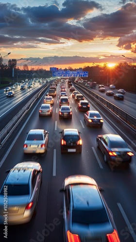 heavy traffic moving at speed on mountain road 