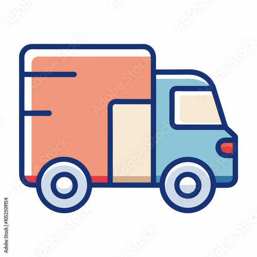 A colorful vector illustration of a delivery truck, perfect for use in presentations, websites, or apps. This simple and modern design is ideal for representing logistics, transportation.