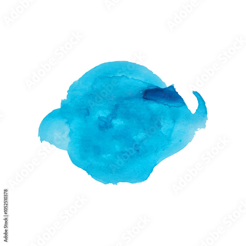 Painted blue watercolor stain for design template