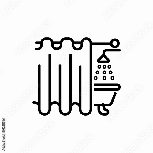 bathroom shower curtain icon sign vector