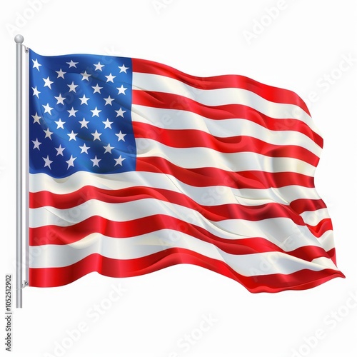 Wallpaper Mural United states of america flag waving proudly in the wind against a white background Torontodigital.ca