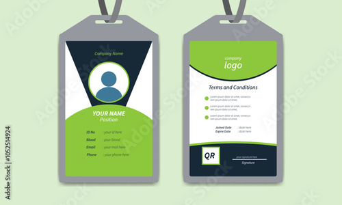 Professional clean corporate id card template design, with realistic mockup