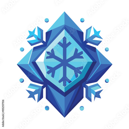 A blue snowflake design with a geometric pattern.