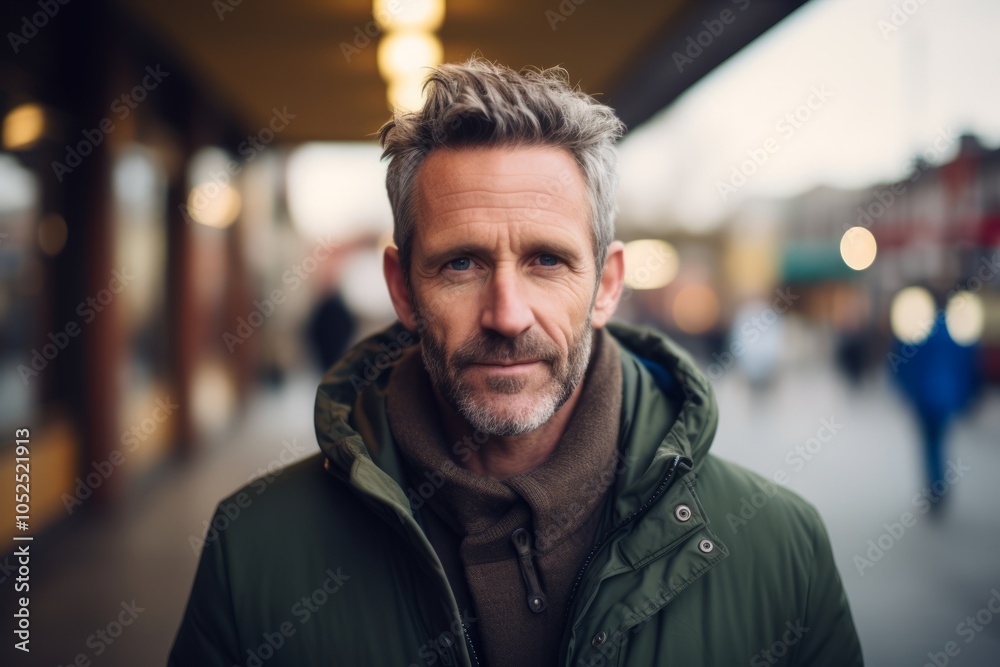 Portrait of a handsome middle-aged man in a city street. Portrait of a handsome middle-aged man in a city street.