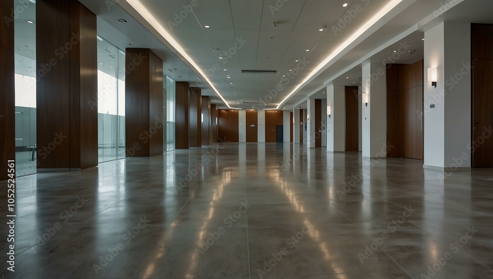 Modern building with sleek corridor flooring Modern building with sleek corridor flooring