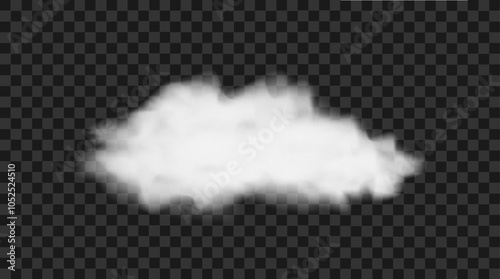 White smoke or cloud texture on an isolated dark transparent background