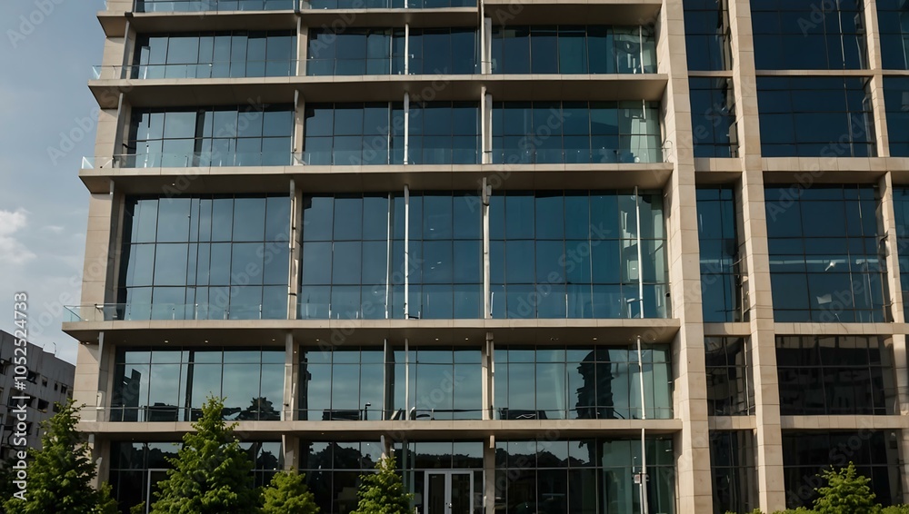 Modern high-rise office building exterior Modern high-rise office building exterior