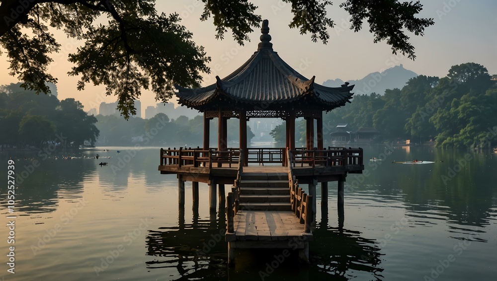 Pavilion at West Lake in Hangzhou. Pavilion at West Lake in Hangzhou.