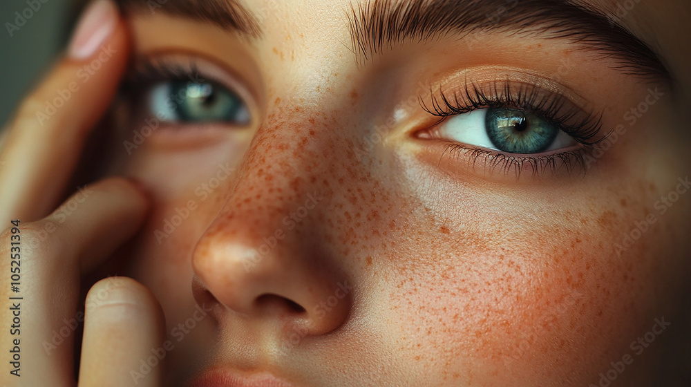 Fototapeta premium Skincare application close-up on woman's face