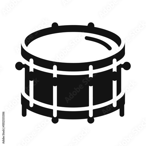 Black silhouette snare drum with a stick vector icon design