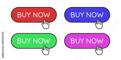 Four CTA button: Buy now with hand icons.