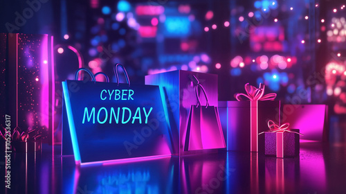 Cyber Monday Sale banner. Online Shopping Marketing Concept