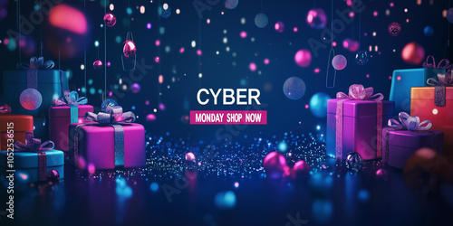 Cyber Monday Sale banner. Online Shopping Marketing Concept
