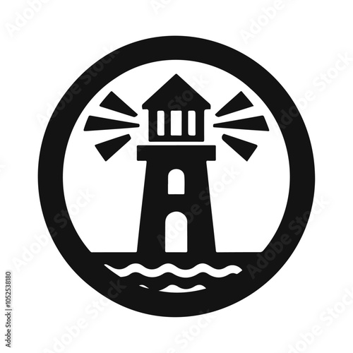 Black silhouette lighthouse tower  vector icon design