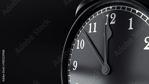 Fotografie clock midnight black background, old mechanical clock