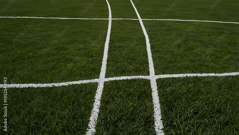 Obraz premium White lines on green grass.
