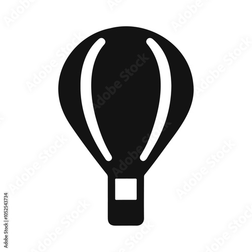 Black silhouette hot air balloon vector icon design