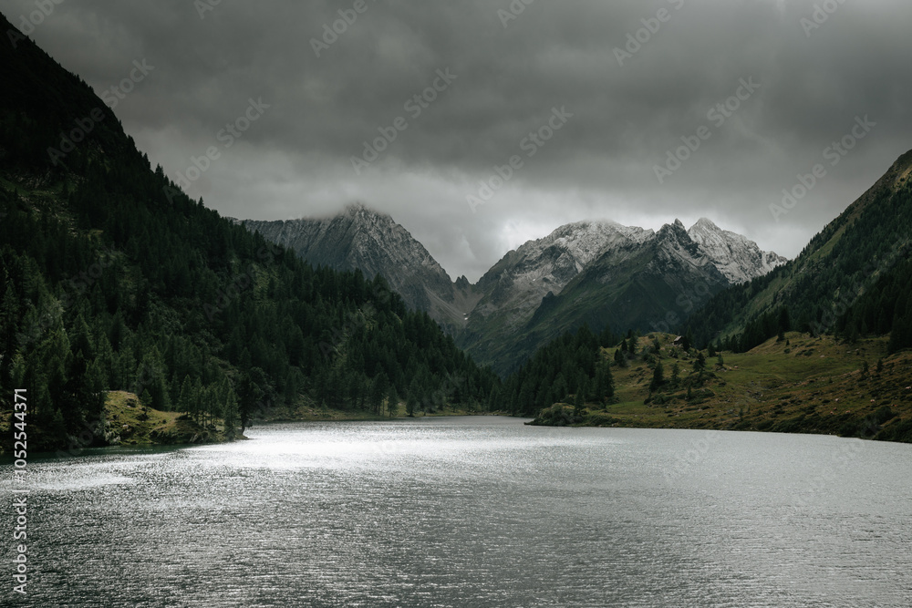 Alpine mountain scenery with lakes and peaks in Lungau, Salzburger Land, Austria
